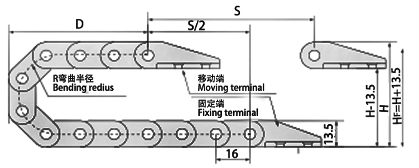 7系列微小型拖链技术参数图